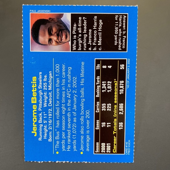 RARE NFL Card Jerome Bettis #140 SI For Kids VTG - Picture 6 of 10